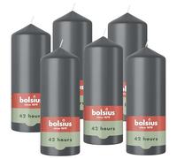 Bolsius - Candele a pilastro - grigio - 15 cm - 6 pezzi
