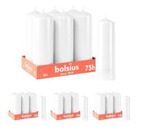 Bolsius Candele a pilastro lisce - Colore bianco - 6 pezzi - 20 x 7 cm - Durata 75 ore - Non profumate - Contiene cera vegetale naturale - Senza olio di palma (Confezione da 4)