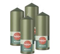 Bolsius Candele a pilastro lisce - verde - 4 pezzi - 15 x 6 cm - lunghezza 42 ore - non profumate - 5% di cera vegetale naturale - senza olio di palma - Pasqua