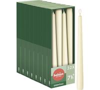 Bolsius Candele a punta liscia - Avorio - 32 pezzi in cartone - Durata 7 ore - Non profumate - Contiene cera naturale - Senza olio di palma - 24,5 cm