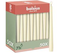 Bolsius Candele a punta liscia, avorio, 50 pezzi, 24,5 cm, candele decorative per la casa, durata 7 ore, non profumate, contiene cera vegetale naturale, senza olio di palma