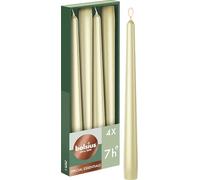 Bolsius Candele a punta liscia - Colore argento metallizzato - Bianco - 4 pezzi in cartone - 24,5 cm - Durata 7 ore - Cera vegetale naturale - Senza olio di palma