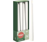 Bolsius Candele affusolate - Bianco - Confezione da 8 - 24,5 cm - Durata di 7 ore - Non profumate - Include cera naturale vegana - Senza olio di palma