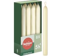 Bolsius Candele affusolate per cena - avorio - confezione da 8-17 cm - lunga durata di 5 ore - non profumate - cera vegana naturale - senza olio di palma