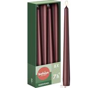 Bolsius Candele affusolate - Rosso Scuro - Confezione da 8 - 24,5 cm - Durata di 7 ore - Non profumate - Cera vegana naturale - Senza olio di palma