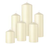 Bolsius Candele Cilindriche Lisce - Set da 6 - Avorio - Candele Decorative per la Casa - Lunga Durata - Inodori - Cera Naturale di Origine Vegetale - Senza Olio di Palma