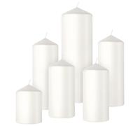 Bolsius Candele Cilindriche Lisce - Set da 6 - Bianco - Candele Decorative per la Casa - Lunga Durata - Inodori - Cera Naturale di Origine Vegetale - Senza Olio di Palma