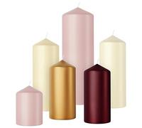 Bolsius Candele Cilindriche Lisce - Set da 6 - Lusso Tattile - Candele Decorative per la Casa - Lunga Durata - Inodori - Cera Naturale di Origine Vegetale - Senza Olio di Palma