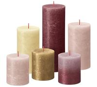 Bolsius Candele Cilindriche Rustiche - Set Regalo da 6 - Lusso Tattile - Candele Decorative per la Casa - Lunga Durata - Inodori - Include Cera Naturale di Origine Vegetale - Senza Olio di Palma