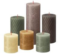 Bolsius Candele Cilindriche Rustiche - Set Regalo da 6 - Nature - Candele Decorative per la Casa - Lunga Durata - Inodori - Include Cera Naturale di Origine Vegetale - Senza Olio di Palma
