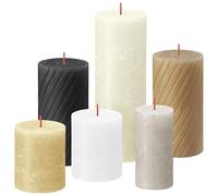 Bolsius Candele Cilindriche Rustiche - Set Regalo da 6 - Pillow Talk - Candele Decorative per la Casa - Lunga Durata - Inodori - Include Cera Naturale di Origine Vegetale - Senza Olio di Palma