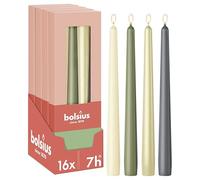 Bolsius Candele Coniche Lisce - Set da 16 - Nature - Candele Decorative per la Casa - Lunga Durata - Inodori - Cera Naturale di Origine Vegetale - Senza Olio di Palma