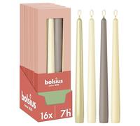 Bolsius Candele Coniche Lisce - Set da 16 - Pillow Talk - Candele Decorative per la Casa - Lunga Durata - Inodori - Cera Naturale di Origine Vegetale - Senza Olio di Palma