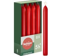 Bolsius Candele da tavola affusolate - colore rosso - confezione da 8-17 cm - lunga durata di 5 ore - senza profumo - con cera naturale vegana - senza olio di palma