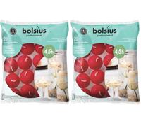 Bolsius Candele galleggianti, colore rosso, 20 pezzi, diametro 45 mm, lunghezza durata 4,5 ore, cera raffinata, senza olio di palma, candele decorative per la casa (Confezione da 2)