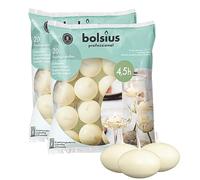 BOLSIUS,Candele galleggianti non profumate, 4.4 cm, colore avorio cremoso, confezione da 40 pezzi, senza fumo, qualità europea, decorazioni, feste di festa