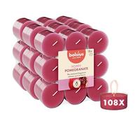 Bolsius - Candele profumate - Melograno - Rosso - 108 pezzi - Custodia trasparente - Estratti naturali - Contiene cera vegana - Senza olio di palma