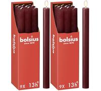 Bolsius - Candele rustiche a bastoncino - rosso bordeaux - 9 pezzi - 27 x 2,3 cm - Lunghezza durata 13 ore - Non profumate - Contiene cera vegetale naturale - Senza olio di palma (Confezione da 2)