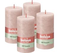 Bolsius Candele rustiche a colonna - rosa nebbiosa - 13 x 7 cm - confezione da 4 - lunga durata di 60 ore