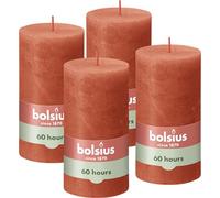 Bolsius Candele rustiche - arancione - Confezione da 4 candele decorative per la casa, durata 60 ore, contengono cera vegetale naturale, senza olio di palma