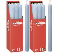 Bolsius - Candele rustiche - blu chiaro - 9 pezzi - 27 x 2,3 cm - Lunghezza durata 13 ore - Non profumate - Contiene cera vegetale naturale - Senza olio di palma (Confezione da 2)