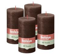 Bolsius Candele rustiche marroni - 13 cm - 4 pezzi - candele decorative - senza olio di palma - con cera vegetale naturale
