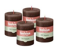 Bolsius - Candele rustiche - marroni - 8 cm - 4 pezzi - candele decorative - senza olio di palma - con cera vegetale naturale