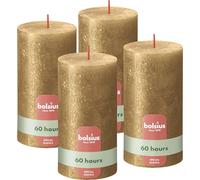 BOLSIUS - Candele rustiche pilastro Shimmer - Oro - 13cm - Confezione da 4 -Non gocciolamento - Candele non profumate