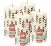 Bolsius Candele rustiche Silhouette - avorio con stampa - 4 pezzi - 9,5 x 9,5 cm - candela domestica - cera vegana - senza olio di palma - decorazione natalizia - Avvento - Natale decorazioni casa