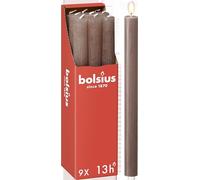 Bolsius - Candele rustiche - tortora - 9 pezzi - 27 x 2,3 cm - Lunghezza durata 13 ore - Non profumate - Contiene cera vegetale naturale - Senza olio di palma