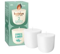bolsius CleanLight Ricarica, Cipresso & Ambra, Candela Profumata Ricaricabile, 2 Pezzi, Durata di Combustione 24 Ore, Contiene Cera Vegetale Naturale, Concetto Sostenibile