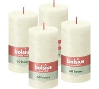 Bolsius Confezione da 4 candele rustiche a colonna color avorio - lunga durata di 60 ore - decorazione per interni - non profumate - cera vegana naturale - senza olio di palma - 13 x 7 cm