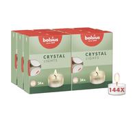 Bolsius Crystal Lights - Box da 24 Pezzi - Tealight Bianche in Cup Trasparente - Cera Inodore - Durata: fino a 6 ore a candela - Cera Vegana - Senza Olio di Palma - Senza Profumo