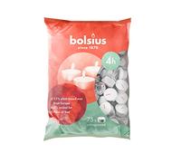 Bolsius D-Light - Confezione da 75 Lumini da Tè - In Sacchetto - Durata 4 Ore - Candele Decorative per la Casa - Bianche - Cera Vegetale Naturale - Senza Olio di Palma