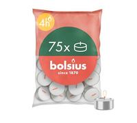 Bolsius D-light Tealight - 75 pezzi - in sacchetto - Lunghezza durata 4 ore - Candele decorative per la casa - Bianco - Contiene cera naturale - Senza olio di palma