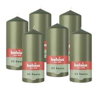Bolsius, Essentials, Candela a Colonna Liscia, Verde Oliva, 13 cm, Candele Decorative, Contiene Cera Vegetale Naturale, Senza Olio di Palma
