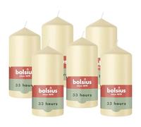 Bolsius - Essentials - candela a pilastro - beige - 12cm - 6 pezzi - candela decorativa - contiene cera vegetale naturale - senza olio di palma
