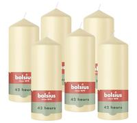 Bolsius - Essentials - candela a pilastro - beige - 15cm - 6 pezzi - candela decorativa - contiene cera vegetale naturale - senza olio di palma