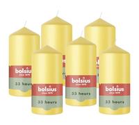 Bolsius - Essentials - candela a pilastro - giallo - 12cm - 6 pezzi - candela decorativa - contiene cera vegetale naturale - senza olio di palma