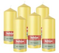 Bolsius - Essentials - candela a pilastro - giallo - 15cm - 6 pezzi - candela decorativa - contiene cera vegetale naturale - senza olio di palma