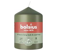 Bolsius - Essentials - candela a pilastro - oliva - 8cm - 6 pezzi - candela decorativa - contiene cera vegetale naturale - senza olio di palma