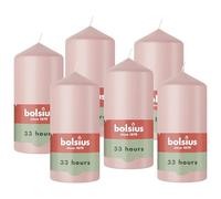 Bolsius - Essentials - candela a pilastro - rosa chiaro - 12cm - 6 pezzi - candela decorativa - contiene cera vegetale naturale - senza olio di palma