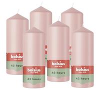 Bolsius - Essentials - candela a pilastro - rosa chiaro - 15cm - 6 pezzi - candela decorativa - contiene cera vegetale naturale - senza olio di palma