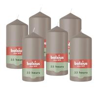 Bolsius - Essentials - candela a pilastro - tortora - 12cm - 6 pezzi - candela decorativa - contiene cera vegetale naturale - senza olio di palma