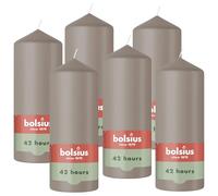 Bolsius - Essentials - candela a pilastro - tortora - 15cm - 6 pezzi - candela decorativa - contiene cera vegetale naturale - senza olio di palma