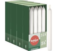 Bolsius Essentials - Candele a punta liscia - bianche - 17 cm - 32 pezzi - candele decorative - senza olio di palma