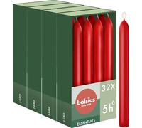 Bolsius Essentials - Candele a punta liscia - rossa - 17 cm - 32 pezzi - candele decorative - senza olio di palma