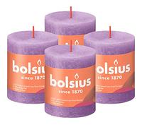 Bolsius – Luce rustica – Viola – 8 cm – 4 pezzi – Cera vegetale
