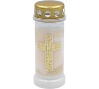 Bolsius Lume funerale - bianco con motivo - Cross - lunghezza durata - candela funebre & memoriale - combustione pulita - senza olio di palma