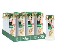 Bolsius Lumino tombale - Bianco con motivo - 12 pezzi - Orsacchiotto - Lunghezza durata - Candela funebre & Memoriale - Combustione pulita - Senza olio di palma